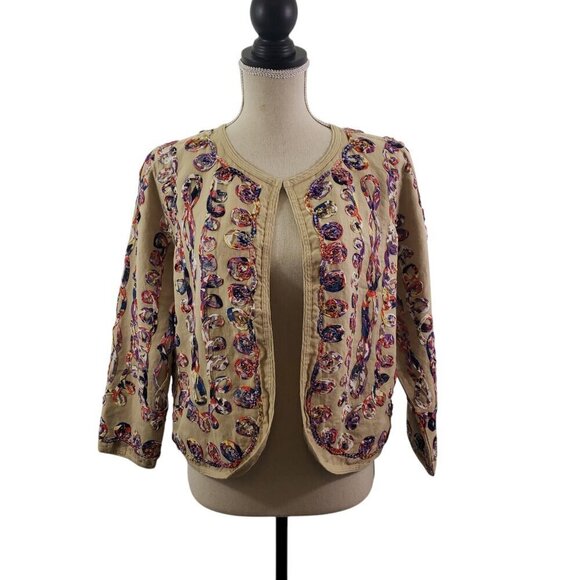 Multiples Women’s Linen Blend Multi-Color Cardigan Jacket – Size Medium - Picture 5 of 16